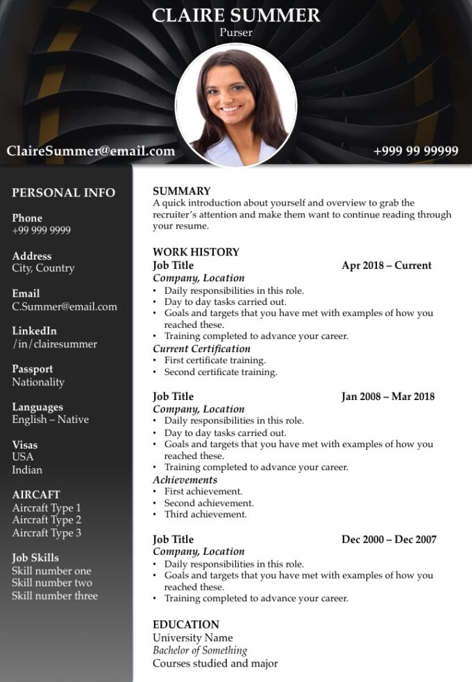 Resume template 11 dark grey