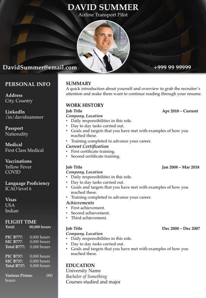 Resume Template 12 in dark grey